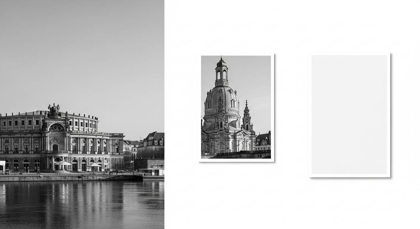 Dresdner Semperoper und Elbufer