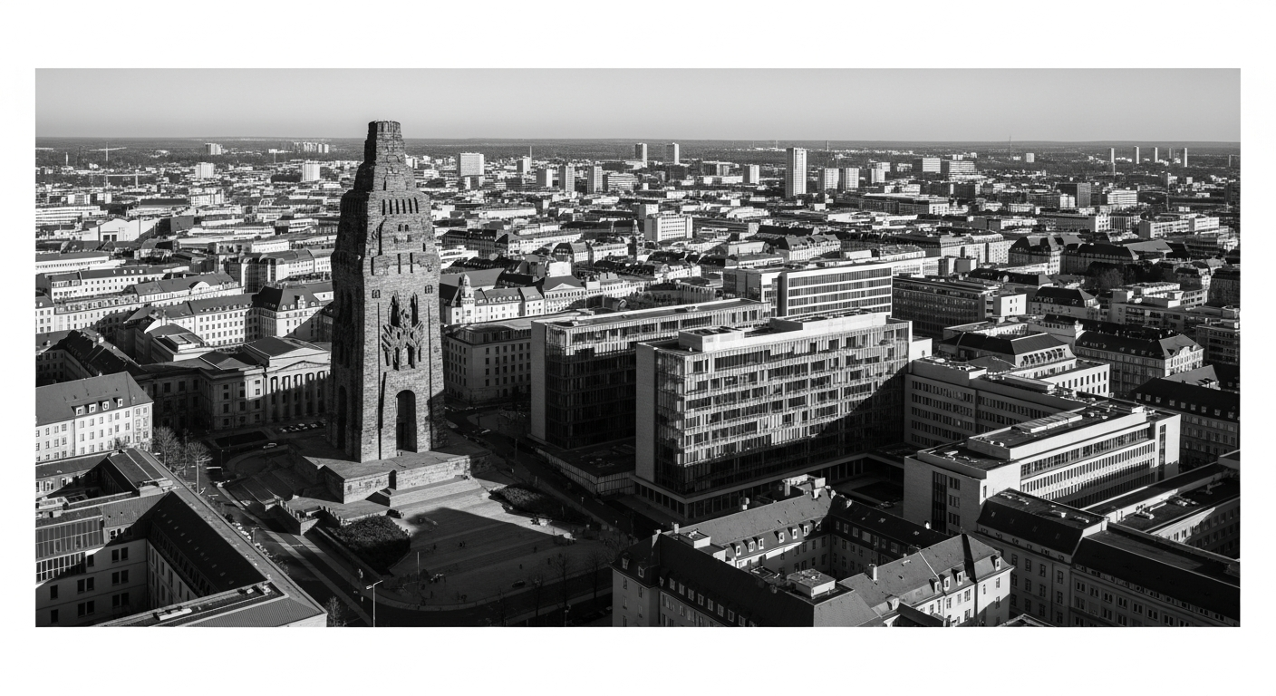 Leipziger Völkerschlachtdenkmal und Stadtpanorama